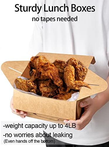 Happyhiram 50 Pack Brown Kraft Large Gable Boxes with Handles, 9x6x6 Inch - Image 4