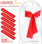 120 PCS Red Satin Chair Sashes, 7 x 108 Inch - Image 2