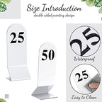 Remerry 50 Pcs Table Numbers 1-50 Acrylic Double Sided Number Cards for Restaurant Acrylic Tent Table Holders Tent Cards Wedding 2.36 x 6.3 Inch (White) - Image 3