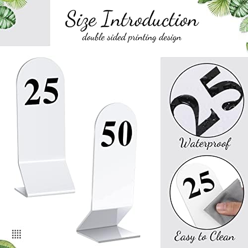 Remerry 50 Pcs Table Numbers 1-50 Acrylic Double Sided Number Cards for Restaurant Acrylic Tent Table Holders Tent Cards Wedding 2.36 x 6.3 Inch (White) - Image 3