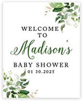 Andaz Press Large Custom Greenery Baby Sign, 16 x 20 Inches, Guestbook Alternative, Leaves Theme, Sprinkle Option by AndazPress