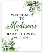 Andaz Press Large Custom Greenery Baby Sign, 16 x 20 Inches, Guestbook Alternative, Leaves Theme, Sprinkle Option by AndazPress