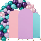 Mindsoft Mermaid Colors Arch Backdrop Cover Set of 3 with 96 Pcs Balloon, 4ft 5ft 6ft Spandex Fitted Stretchy Backdrop Stand Covers for Baby Shower Wedding Birthday Photo Banquet Party Decoration by Mindsoft