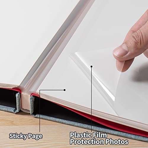 Large Photo Album Self Adhesive 4x6 8x10 10x12 13"x12.8" Magnetic Scrapbook Album 12.6"x11" Inch 60 Sticky Pages Linen Cover DIY Photo Album with A Metallic Pen and DIY Stickers(Green) - Image 3