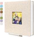 Large Photo Album Self Adhesive, DIY Scrapbook Album for 4x6 8x10 10x12 Pictures, 60 Pages Light Beige Linen Cover Memory Book, Ideal Gift for Family Wedding Baby Christmas Anniversary by HoneyTolly