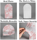 Pink Flower Arched Backdrop Covers Double-Sided Stretchy Arch Stand Cover for Girls Birthday Baby Shower Parties Decoration Props(No Stand!) - Image 3