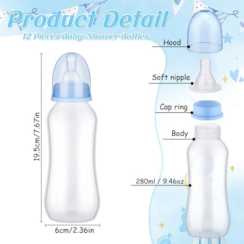 Trelaco 12 Pcs Baby Shower Bottle Chug Game, Bear, Blue - Image 3