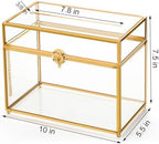 Okllen Glass Wedding Card Box with Lock and Slot, Gold Rim Envelop Box Gift Holder, Vintage Clear Card Box for Wedding Reception, Baby Shower, Birthday, Graduation (Glass Box and Lock Only) - Image 2