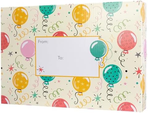 Decorative Shipping Boxes Decorated Gift Boxes For Mailing Birthday Gifts & Holiday Presents, 6 Pack of Everyday Shipping Boxes, Multiple Sizes and Designs, Celebrate Balloons, Large by PackRite
