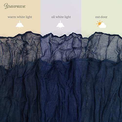YMHPRIDE 12 Pack Cheesecloth Table Runner 35x120in Navy Blue Table Runner - Image 5