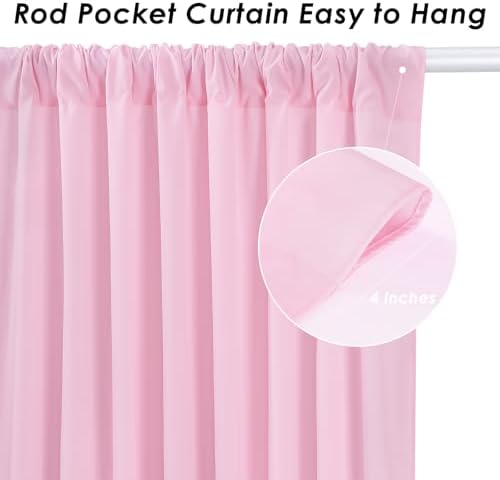 Pink Backdrop Curtains 10ftx8ft Birthday Polyester Photo Drapes - Image 4