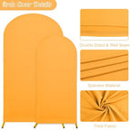 7.2FT, 6FT Wedding Arch Stand and Matching Gold Spandex Fitted Arch Backdrop Cover Set, Round Top Chiara Backdrop Stands and Covers for Birthday Party Baby Shower Banquet Arch Decor (Gold) - Image 4
