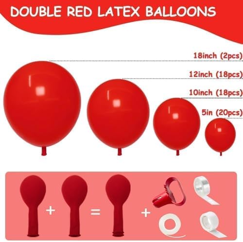 Mother's Day Balloon Arch Double Stuffed Red White Pearl Balloons Different Sizes Ruby Red Balloon Red Sand White Balloon Arch Kit for Mom Women Birthday Baby Shower Valentine engagement Party decor - Image 3