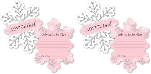 Big Dot of Happiness Pink Winter Wonderland - Wish Card Holiday Snowflake Birthday Party and Baby Shower Activities - Shaped Advice Cards Game - Set of 20 (Pack of 2) by BigDotofHappiness