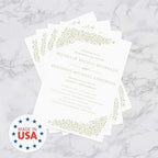 Personalized Dainty Sage Floral Invitations / 25 Custom Modern Pastel Greenery Flower Wedding Invites With White Envelopes / 5" x 7" Flat Botanical Anniversary Party Invites / Made In The USA - Image 6