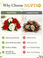 NUPTIO Flower Balls Centerpieces for Wedding Tables, Red & White Roses - Image 4