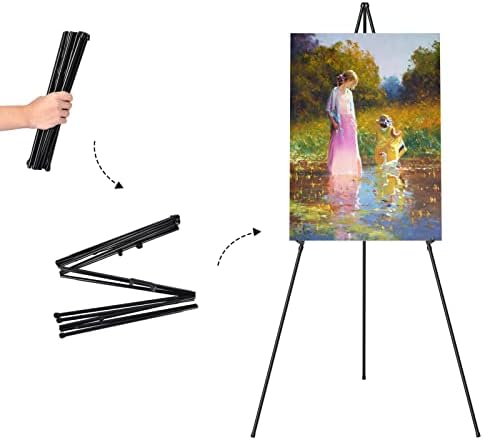 Easel Stand for Sign, Aredy 63" Portable Painting Easel, Lightweight Metal Easels for Painting Canvas, Wedding Sign (2 Pack) - Image 2