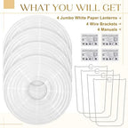 Woanger 4 Pack 30 Inch Large White Paper Lanterns for Christmas Party Decor - Image 4