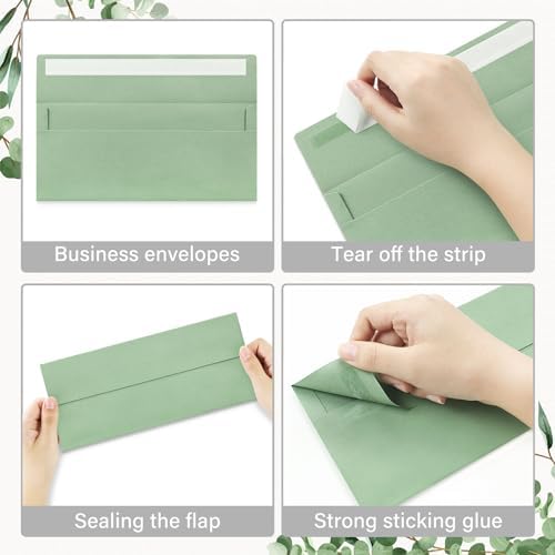 200 Pack #10 Sage Green Envelopes Letter Size Self Seal Business Envelopes - Image 4