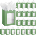 Zhanmai 36 Pcs Kraft Paper Gift Bags with Clear Window Handles, Sage Green by Zhanmai