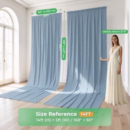 50ftx14ft Dusty Blue Backdrop Curtain for Wedding Parties - Image 2