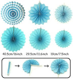 4 Set Party Decorations Colorful Paper Flower Fans Pom Poms Banners - Image 2