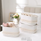 3 Pack Storage Basket for Shelves, Boho Cotton Rope Storage Bins with Heavy Tassel, Shelf Baskets Large Woven Baskets for Organizing, Cube Organizer Bins, Baby Laundry Basket for Clothes, Toys, Pets - Image 2