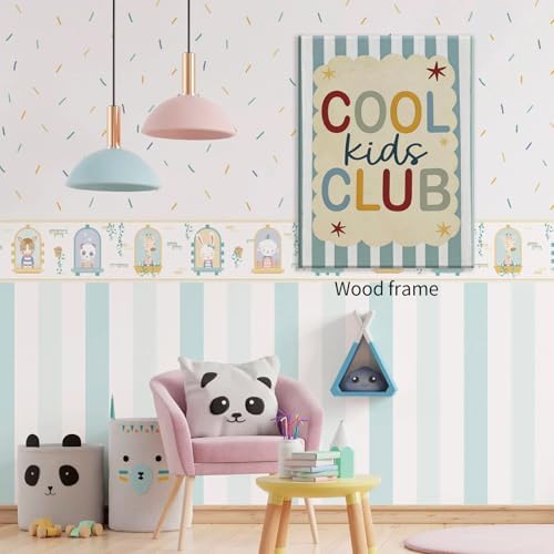 Wrapped Framed 20x30 inch Trendy Preppy Blue Striped Wall Art Cool Kids Club Quotes Poster Modern Funny Toddler Canvas Prints for Kids Playroom Bedroom Wall Decor - Image 6