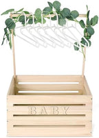 Barydat Wooden Baby Shower Crate Basket with Handle, Wood Color by home
