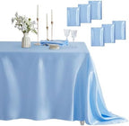 6 Pack Satin Table Cover Rectangle, Light Blue, 60 x 120 Inches by Counfeisly
