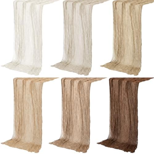6 Pcs Brown Series Cheesecloth Table Runner 118" by Windkream