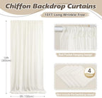 20ft x 10ft Beige Backdrop Curtains, Wrinkle-Free Sheer Chiffon Fabric Photo Backdrop Drapes for Wedding Arch Party Ceremony Stage Photography Decorations - Image 2