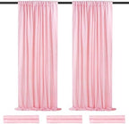 Backdrop Curtain Sequin Fabric 6 Pcs 2ftx8ft Pink Sequin Curtains Backdrop by QueenDream