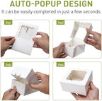 5x5x2.5 Auto-Popup Small Cookie Boxes with Window, White, 60 Pack - Image 6