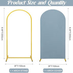 Metal Arch Stand and Cover Set,1 Dusty Blue Spandex Fitted Backdrop with 1 Gold Wedding Arched Stand Frame for Parties Birthday Baby Shower Bridal Banquet Decoration (6.6FT) - Image 2