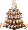 Funnymoom 5 Tier Large Square Cupcake Stand for 100 Cupcake Rustic Cupcakes Tower 360° Rotatable Wooden Cupcakes Holder Table Display Dessert Stand for Bday Graduation Birthday Shower Wedding 15.9'' by Funnymoom