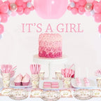 Dandat 350 Pcs Baby Shower Set, Floral, Pink - Image 4