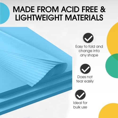 Party Solids Light Blue Tissue Paper for Gift Bags 20" X 30" 480 Sheets - Image 3