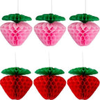 Fun Express 8" Large Strawberry-Shaped Honeycomb Ceiling Decorations - 6 Pieces by FunExpress