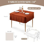 Wish Care 2 Pack Rust Spandex Tablecloths for 34x34 Inch Square Tables, Stretch Fitted Table Clothes with Pleated Ruffle Skirt for 34” Table, Wrinkle Free and Elastic, for Party Kitchen Home Dining - Image 5