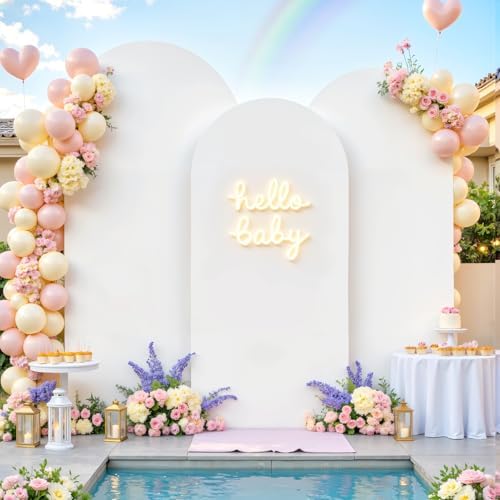 White Arch Backdrop Cover Set of 3 Wedding Arch Covers Stretchy Backdrop Baby Shower Birthday Party Arches Cover 7.2FT 6.6FT 6FT Arch Stand Cover Spandex Bridal Shower Decoration by LittleFunny