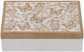 Wooden Keepsake Box - Decorative Wood Boxes with Hinged Lid, Butterfly Engraved Design, 10.24" W by Synovana
