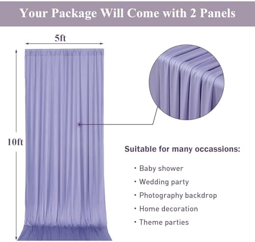 10ftx10ft Wrinkle Free Lavender Backdrop Curtain for Parties, Polyester Photo Backdrop Drapes Purple 2 Panels 5x10ft for Wedding Birthday Photography Background Indoor Outdoor - Image 6