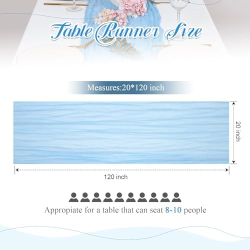 12 Pack Light Blue Cheesecloth Table Runners 21x120 Inch Boho Gauze Table Runner 10FT Long Rustic Sheer Baby Blue Table Runner for Baby Shower,Wedding,Party,Birthday,Home Table Decor - Image 4