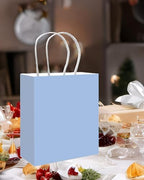 qiqee 100PCS Gift Bag with Handles Bulk Light Blue Paper Bags Multiple Uses (13''x5 x10 inch Large Size) - Image 6