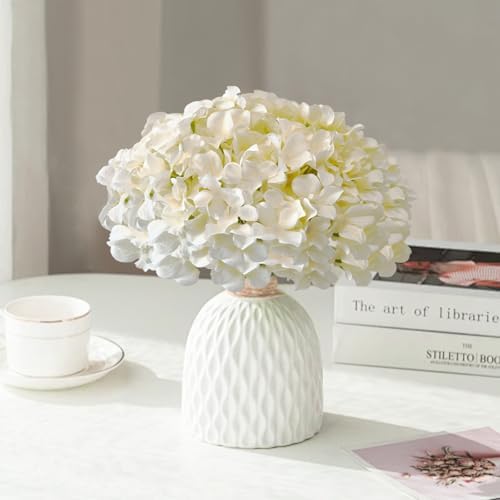 100 Pcs Faux Champagne Hydrangea Artificial Flowers Bulk, Fake Silk Hydrangea Flowers Heads with Stems for Wedding Decorations Garden Party Baby Shower Porch Home Decor Table Centerpieces - Image 2