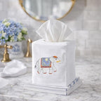 Jacaranda Living Square Tissue Box Cover, Linen/Cotton Tissue Holder, Decorative Cloth Tissue Cover, Fits Standard Square Tissue Boxes, Embroidered Animal Designs, Charming Elephant (Blue) - Image 5