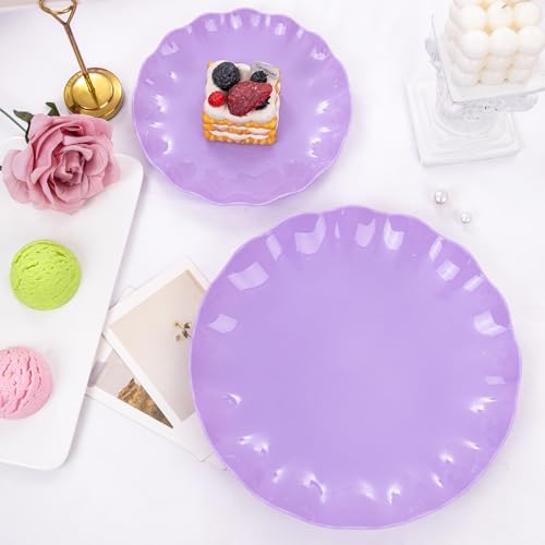 LIYH 24Pcs Purple Plastic Plates Reusable For Party Dinner Events&Birthdays - Image 5