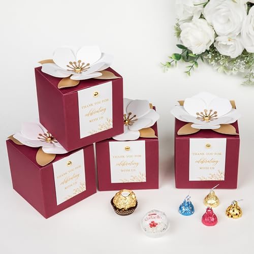 FEIYI 20 PCS Favor Boxes, Burgundy, 3.55x3.55x3.55 - Image 3