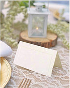 JAM PAPER Foldover Wedding Table Place Cards - 2 x 4 1/4 - Off White with Embossed Border - 100/Pack - Image 2